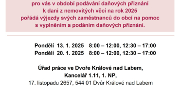 Finanční úřad pro Královehradecký kraj, pracoviště Trutnov informuje